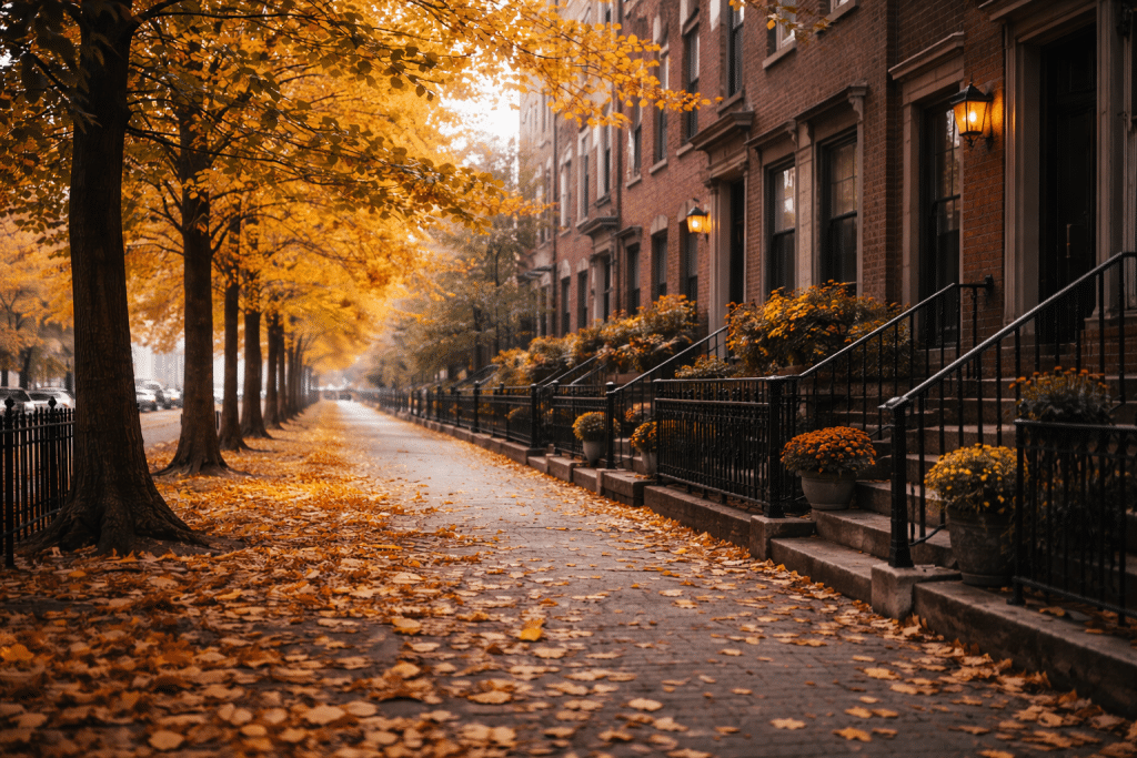 Effortless Autumn morning in historic streets