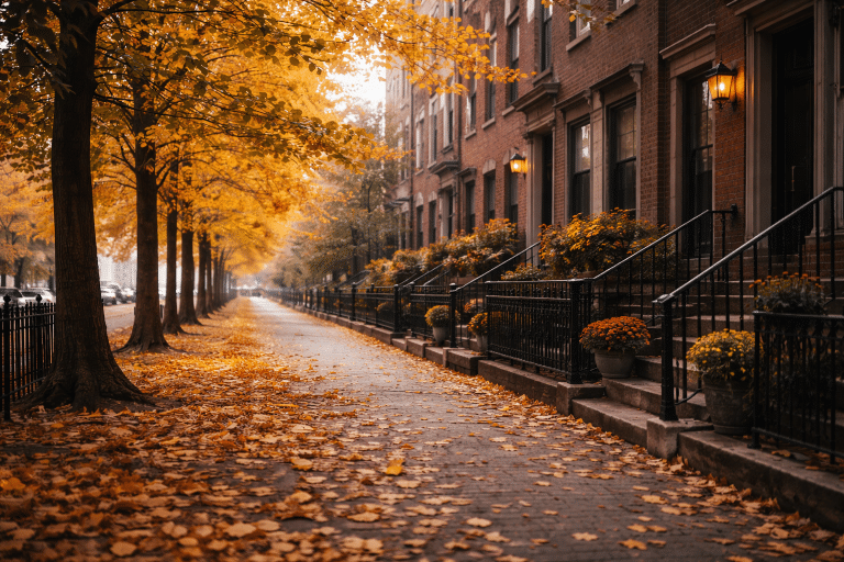 Effortless Autumn morning in historic streets
