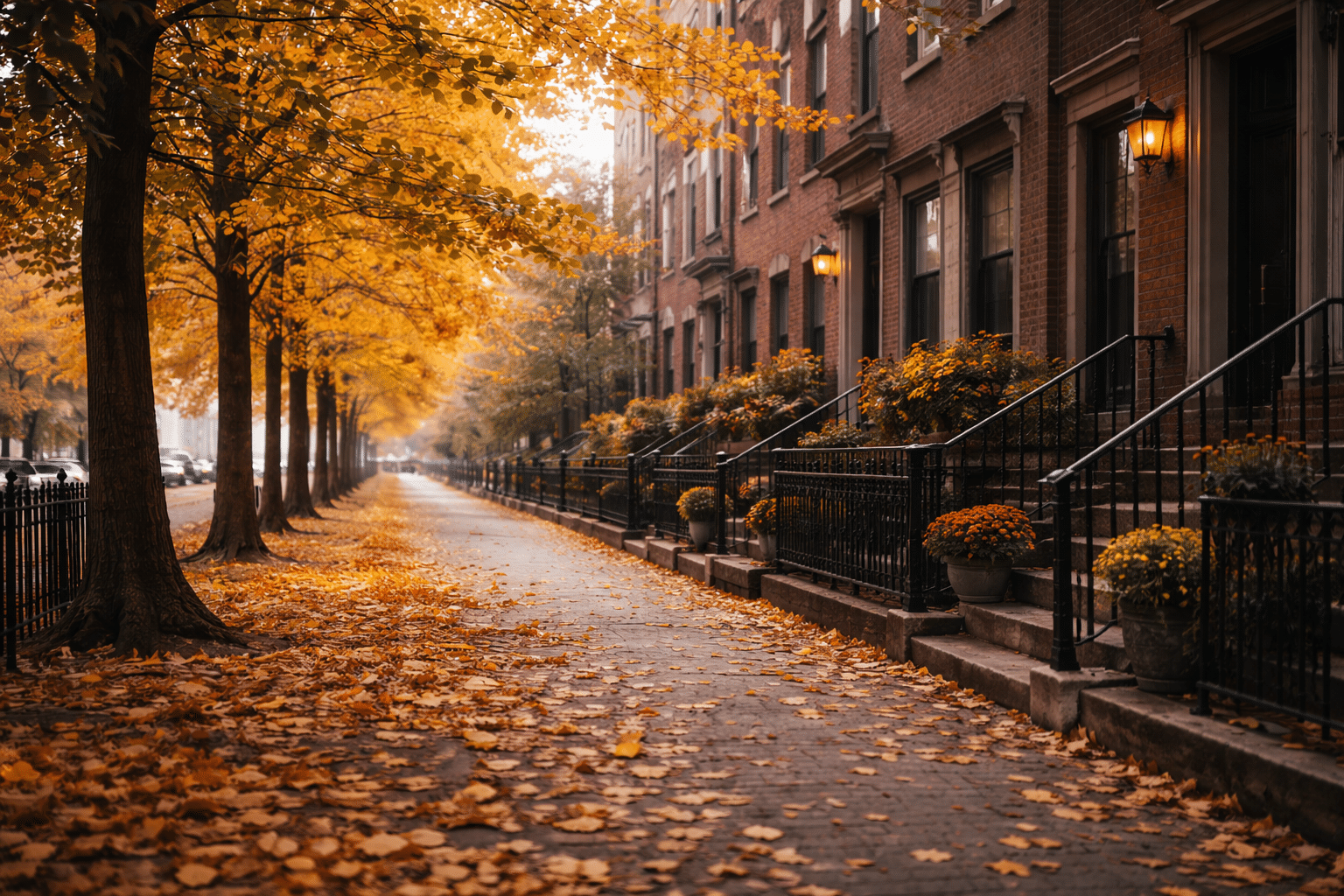 Effortless Autumn morning in historic streets